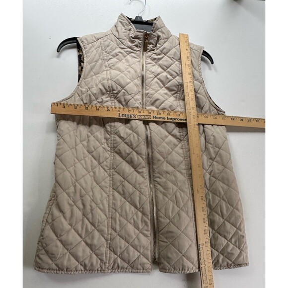 Charter Club Reversible Vest Animal Print / Beige Soft Pockets Quilted Zip Sz S - Picture 13 of 13